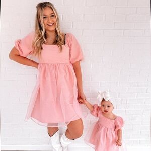 Little Mia Bella | Pastel Pink Mommy and Me Matching Dresses | XL & 4T